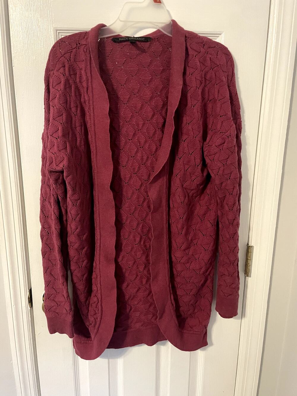 Dark Mauve Pink Pact Organic Cardigan Size Large 100% Cotton Librarian Core